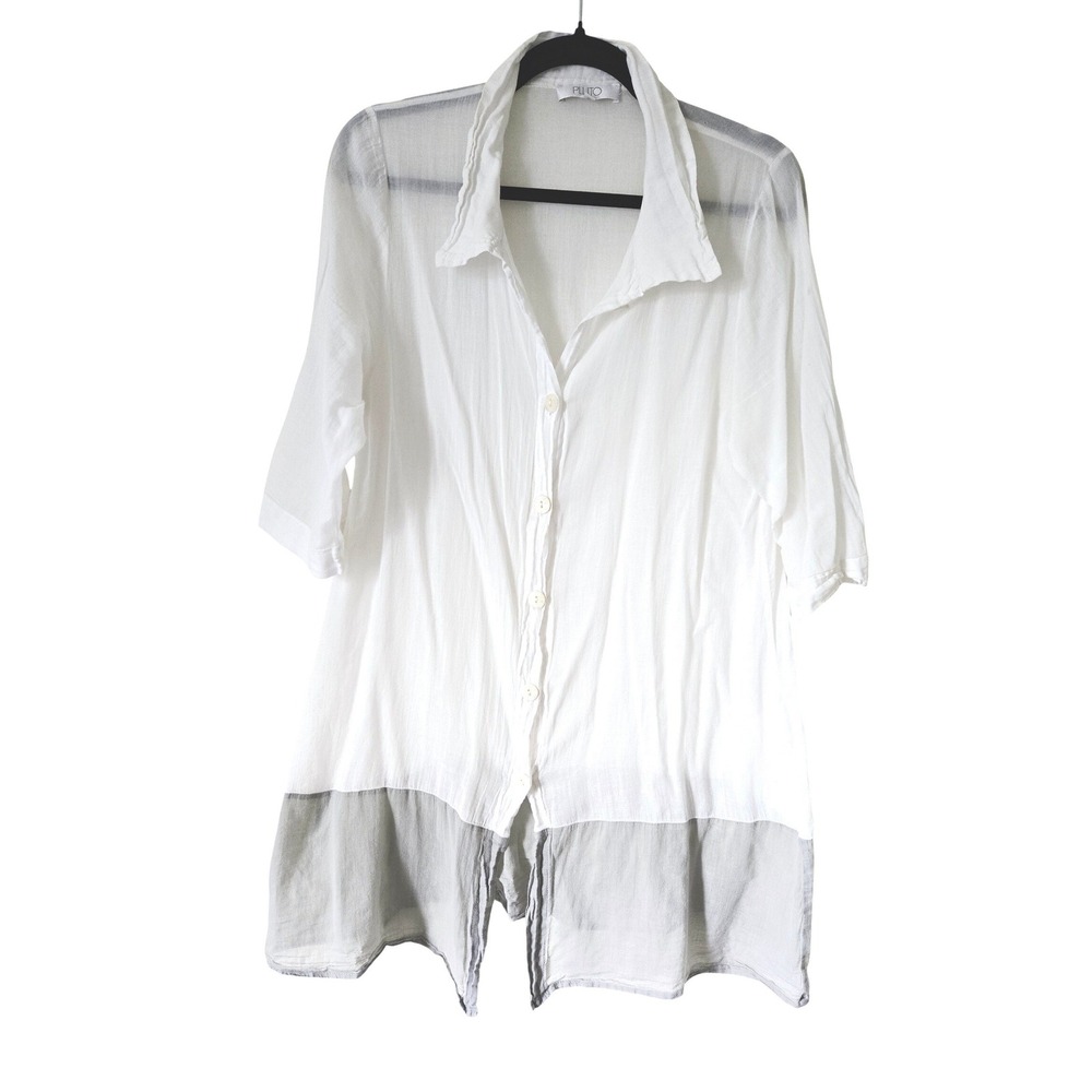 Pluto Intimates Sleepwear Belgian Luxury White Cotton Gauze Tunic Top Womens 38‎